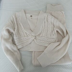 FREE PEOPLE Emilie Sweater SET In White Whisper